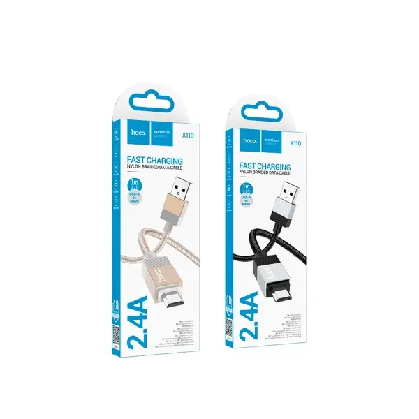 MR4_139080 Кабель hoco x110 honorific charging data cable micro 2,4a, 1m, чорний 