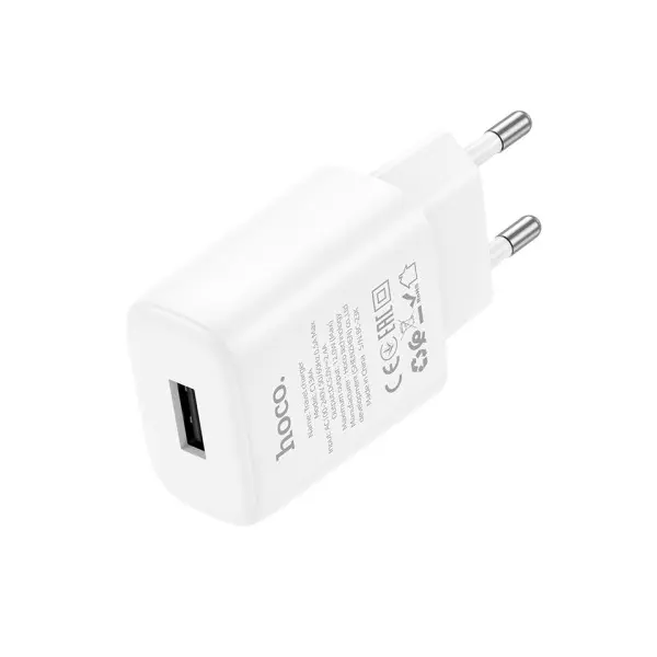 МЕРЕЖЕВИЙ ЗАРЯДНИЙ ПРИСТРІЙ HOCO C134A SOLID SINGLE PORT CHARGER, БІЛИЙ