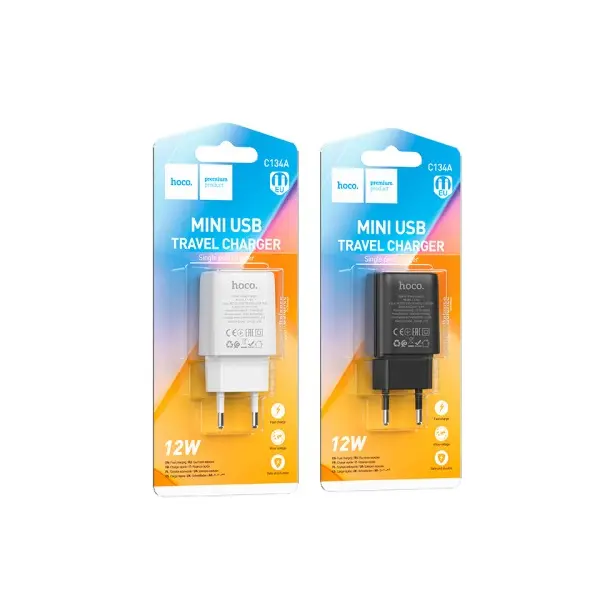 МЕРЕЖЕВИЙ ЗАРЯДНИЙ ПРИСТРІЙ HOCO C134A SOLID SINGLE PORT CHARGER, БІЛИЙ