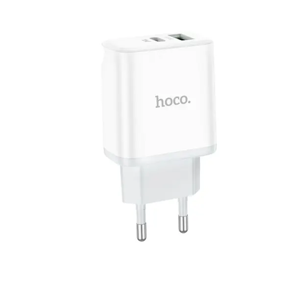 МЕРЕЖЕВИЙ ЗАРЯДНИЙ ПРИСТРІЙ HOCO C105A STAGE 1TYPE-C, 1USB-A, PD20W, QC3.0, 3A, БІЛИЙ