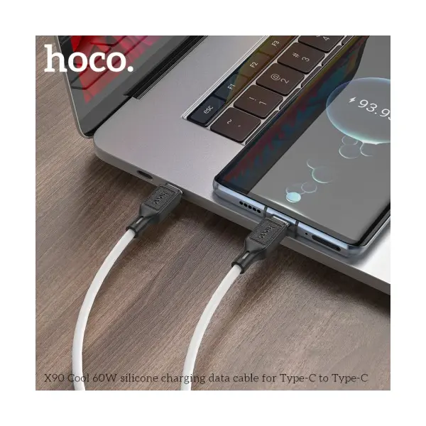 MR4_139103 Кабель pd hoco x90 cool silicone charging data cable pd-to-type-c 3a, pd60w, 1m, білий 
