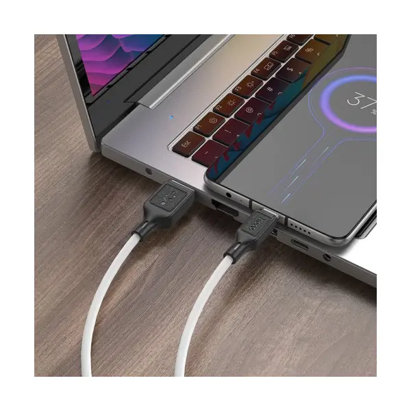 КАБЕЛЬ HOCO X90 COOL SILICONE CHARGING DATA CABLE ДЛЯ MICRO, 2,4A, 1M, БІЛИЙ