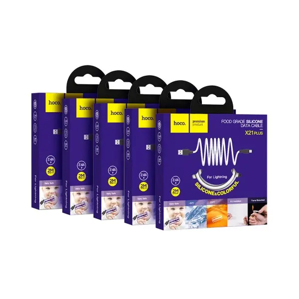 MR4_139085 Кабель hoco x21 plus silicone lightning 2,4a, 2m, чорний&білий 