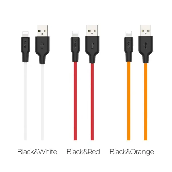 MR4_139085 Кабель hoco x21 plus silicone lightning 2,4a, 2m, чорний&білий 