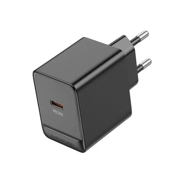 МЕРЕЖЕВИЙ ЗАРЯДНИЙ ПРИСТРІЙ BOROFONE BAS15A ERUDITE SINGLE PORT PD30W, ЧОРНИЙ