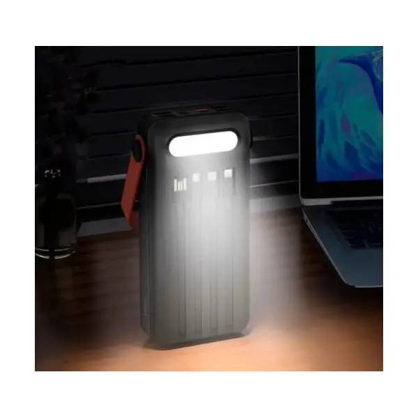 ЗОВНІШНІЙ АКУМУЛЯТОР POWER BANK HOCO DB33 PLUS RISING ІЗ СОНЯЧНОЮ ПАНЕЛЛЮ 22.5W+PD20W SUN SOLAR 30 000MAH, ЧОРНИЙ