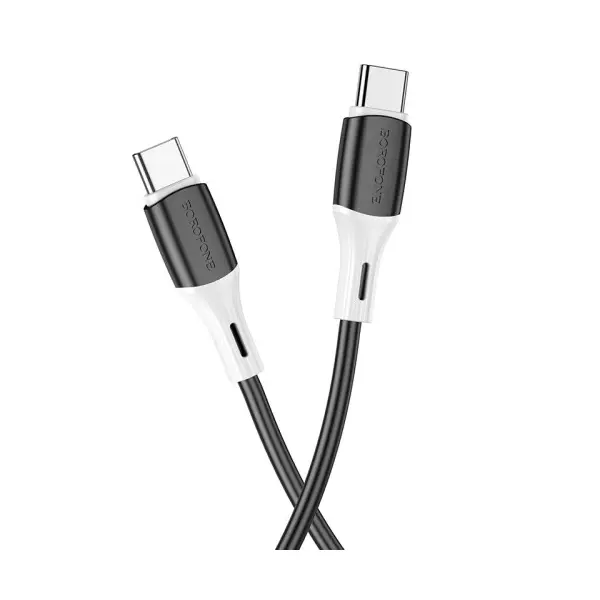 КАБЕЛЬ BOROFONE BX79 TYPE-C TO TYPE-C 60W SILICONE CHARGING 3A, 1M, ЧОРНИЙ