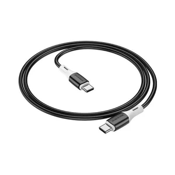 КАБЕЛЬ BOROFONE BX79 TYPE-C TO TYPE-C 60W SILICONE CHARGING 3A, 1M, ЧОРНИЙ