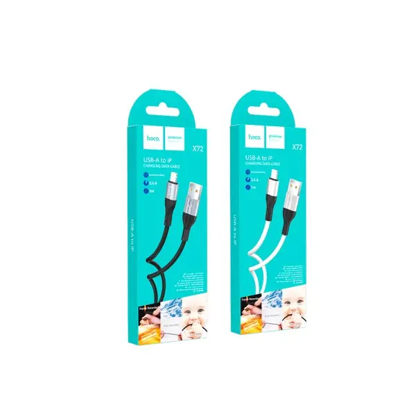 КАБЕЛЬ HOCO X72 CREATOR SILICONE CHARGING DATA CABLE ДЛЯ LIGHTNING 2,4A, 1M, ЧОРНИЙ