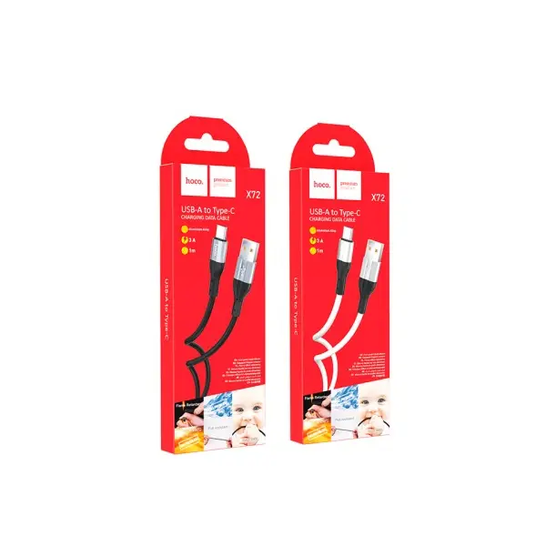 MR4_139630 Кабель hoco x72 creator silicone charging data cable для type-c 2.4a, 1m, чорний 