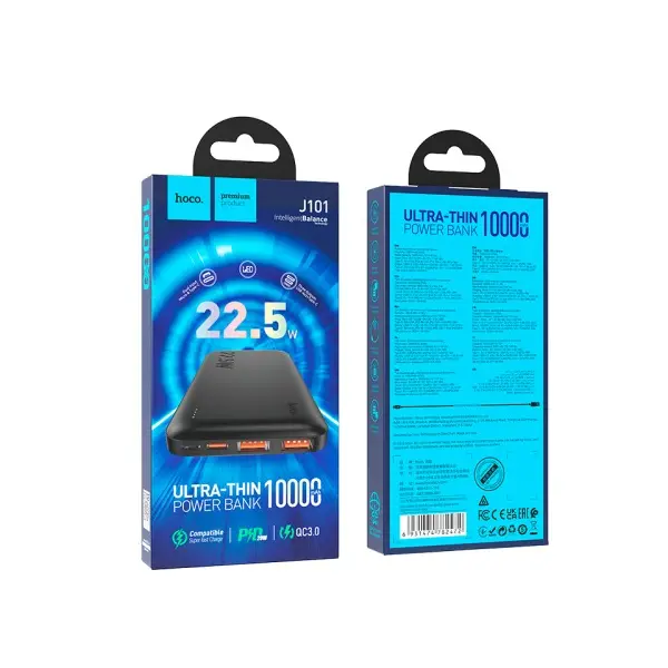 ЗОВНІШНІЙ АКУМУЛЯТОР POWER BANK HOCO J101 ASTUTE 22.5W FULLY COMPATIBLE 10 000MAH, ЧОРНИЙ