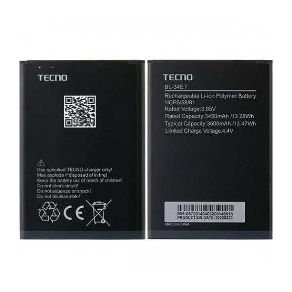 MR3_120149 Акумулятор телефона для tecno pop 3 (bb2), (bl-34et), (технічна упаковка), оригінал TECNO