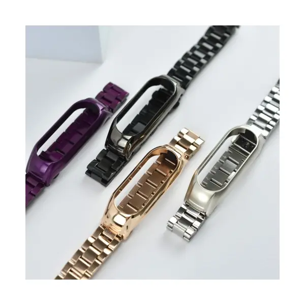 MR4_139977 Ремінець для xiaomi mi band 3, 4, 5, 6 3-bead metal band, сірий PRC