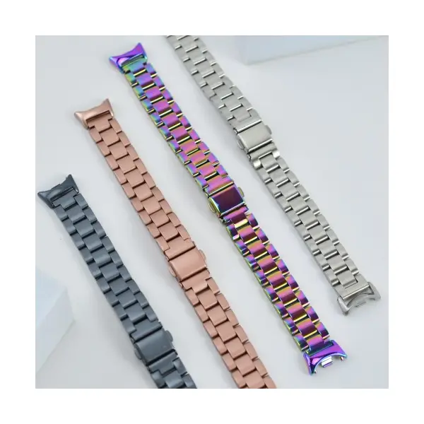 MR4_139977 Ремінець для xiaomi mi band 3, 4, 5, 6 3-bead metal band, сірий 