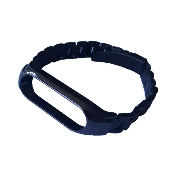 MR4_139978 Ремінець для xiaomi mi band 3, 4, 5, 6 3-bead metal band, чорний 