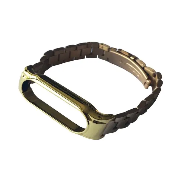 MR4_139980 Ремінець для xiaomi mi band 3, 4, 5, 6 3-bead metal band lemon gold 