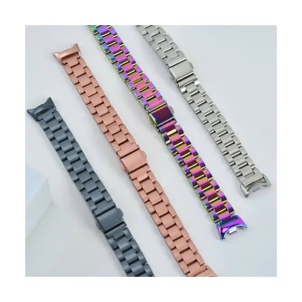 РЕМІНЕЦЬ ДЛЯ XIAOMI MI BAND 8, 9, 10 3-BEAD METAL BAND, ЧОРНИЙ