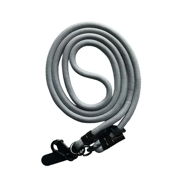 ШНУРОК LONG (150CM) 8MM З КАРАБІНОМ + ТРИМАЧ ДЛЯ ЧОХЛІВ (УНІВЕРСАЛЬНИЙ), СІРИЙ