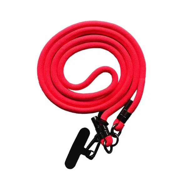 ШНУРОК LONG (150CM) 8MM З КАРАБІНОМ + ТРИМАЧ ДЛЯ ЧОХЛІВ (УНІВЕРСАЛЬНИЙ) HOT РОЖЕВИЙ
