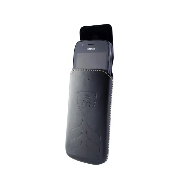 ЧОХОЛ ВИТЯЖКА ШКІРЯНИЙ LAMBORGHINI ДЛЯ NOKIA 225 (КОЖА), ЧОРНИЙ