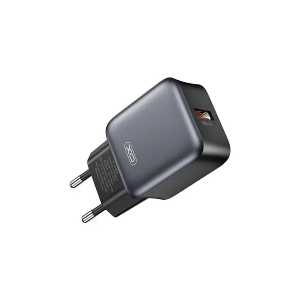 МЕРЕЖЕВИЙ ЗАРЯДНИЙ ПРИСТРІЙ XO L152 (EU) QC18W 1USB-A FAST CHARGER, ЧОРНИЙ
