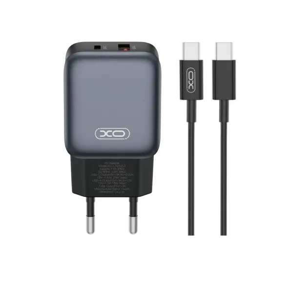 MR4_140445 Мережевий зарядний пристрій xo l154 (eu) pd20w, qc18w (1a1c) fast charger, чорний 