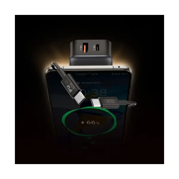 MR4_140445 Мережевий зарядний пристрій xo l154 (eu) pd20w, qc18w (1a1c) fast charger, чорний 