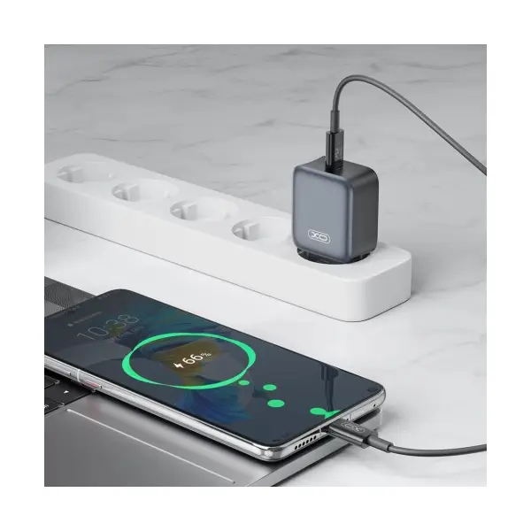 МЕРЕЖЕВИЙ ЗАРЯДНИЙ ПРИСТРІЙ XO L155 (EU) PD30W 1TYPE-C FAST CHARGER, ЧОРНИЙ
