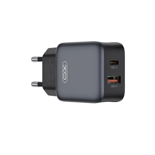 МЕРЕЖЕВИЙ ЗАРЯДНИЙ ПРИСТРІЙ XO L156 (EU) PD30W, QC18W (1A1C) FAST CHARGER, ЧОРНИЙ