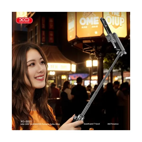 МУЛЬТІ-МОНОПОД XO SS21 3IN1 MULTI-FUNCTION MINI BT SELFIE STICK, CAMERA AID, ЧОРНИЙ