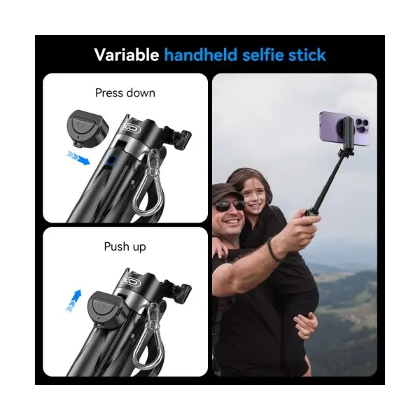 МУЛЬТІ-МОНОПОД XO SS22 4IN1 MAGNETIC MULTI-FUNCTION MINI BT SELFIE STICK, PHOTO BOOSTER, ЧОРНИЙ