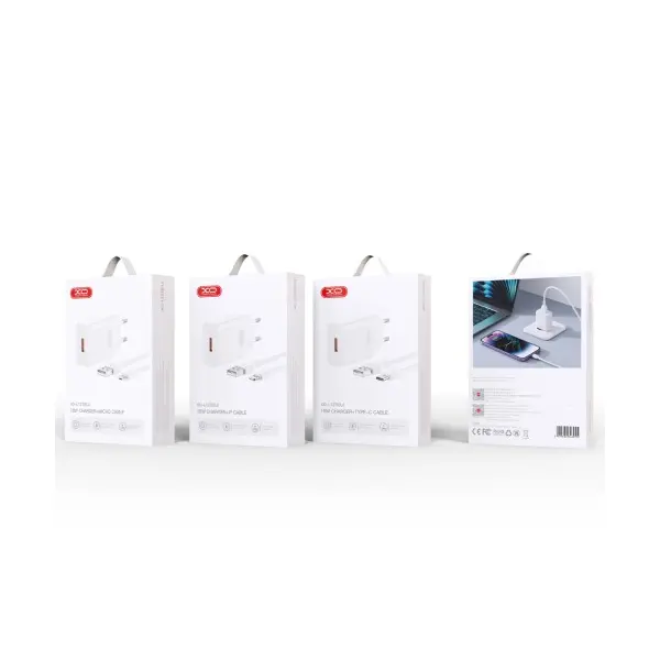 МЕРЕЖЕВИЙ ЗАРЯДНИЙ ПРИСТРІЙ XO L127 USB-A QC18W FAST CHARGING CHARGER WITH LIGHTNING CABLE, БІЛИЙ