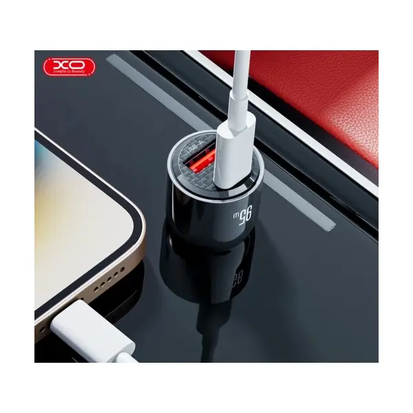 MR4_140369 Автомобільний зарядний пристрій xo cc58 car charging usb-a, type-c 95w, чорний XO
