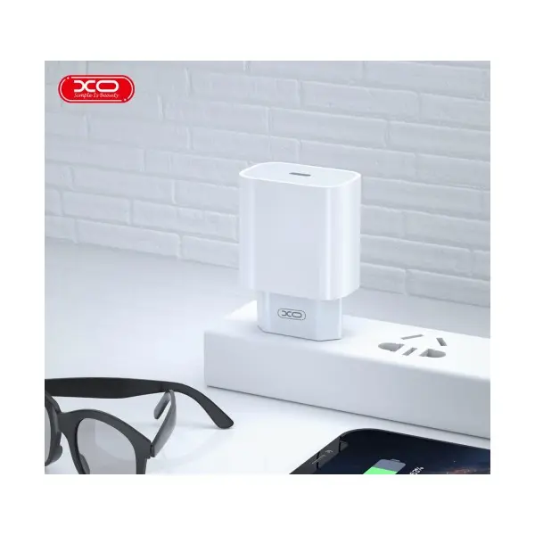МЕРЕЖЕВИЙ ЗАРЯДНИЙ ПРИСТРІЙ XO L129 EU 20W PD FAST CHARGER, БІЛИЙ