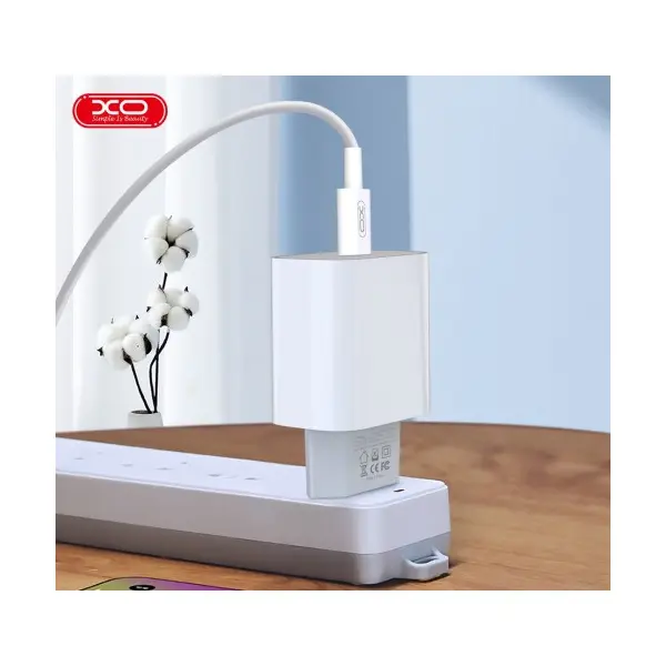 МЕРЕЖЕВИЙ ЗАРЯДНИЙ ПРИСТРІЙ XO L129 EU 20W PD FAST CHARGER, БІЛИЙ