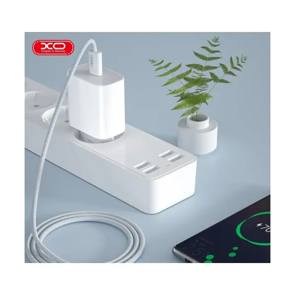 МЕРЕЖЕВИЙ ЗАРЯДНИЙ ПРИСТРІЙ XO L129 EU 20W PD FAST CHARGER, БІЛИЙ