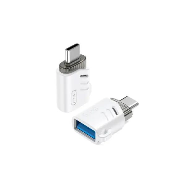 MR4_140373 Адаптер otg xo nb256b usb-a female to type-c (with lanyard), білий 