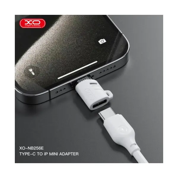 MR4_140375 Адаптер otg xo nb256e type-c female to apple male adapter (with lanyard), білий 