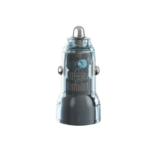 АВТОМОБІЛЬНИЙ ЗАРЯДНИЙ ПРИСТРІЙ XO CC60 SMART TRANSPARENT CAR CHARGER A30W+C30W, SIMULTANEOUS 60W СИНІЙ