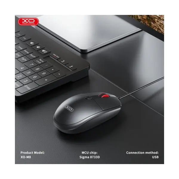 MR4_140390 Компютерна мишка xo m8 yunxiao wired mouse, чорний 