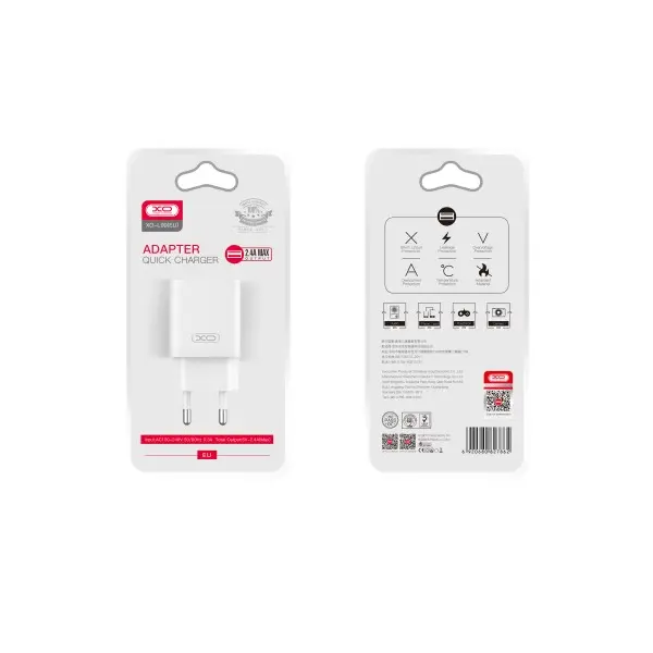 MR4_140320 Мережевий зарядний пристрій xo l99 1usb 2.4a home charger, білий 