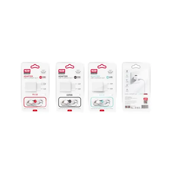 МЕРЕЖЕВИЙ ЗАРЯДНИЙ ПРИСТРІЙ XO L99 (EU) 2.4A HOME CHARGER WITH MICRO CABLE, БІЛИЙ