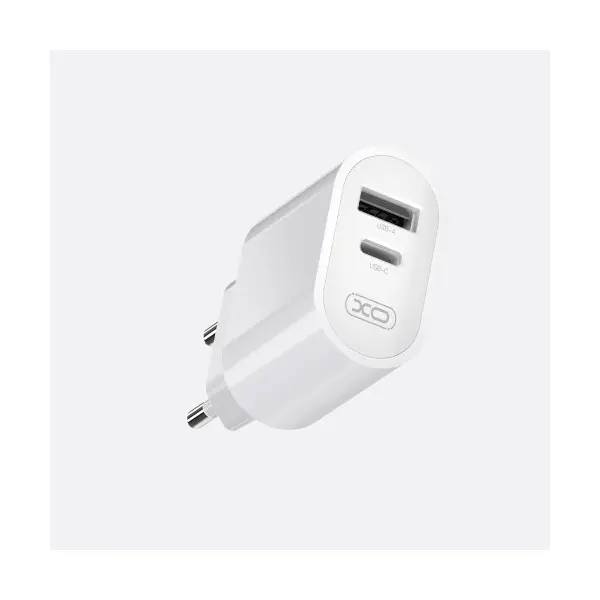 МЕРЕЖЕВИЙ ЗАРЯДНИЙ ПРИСТРІЙ XO L97 A+C DUAL PORT HOME CHARGER WITH MICRO CABLE, БІЛИЙ