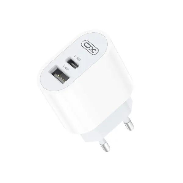 МЕРЕЖЕВИЙ ЗАРЯДНИЙ ПРИСТРІЙ XO L97 A+C DUAL PORT HOME CHARGER WITH MICRO CABLE, БІЛИЙ