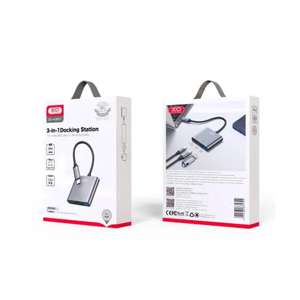 ХАБ HUB XO HUB011 3IN1 TYPE-C MULTIFUNCTIONAL DOCKING STATION МАТОВА