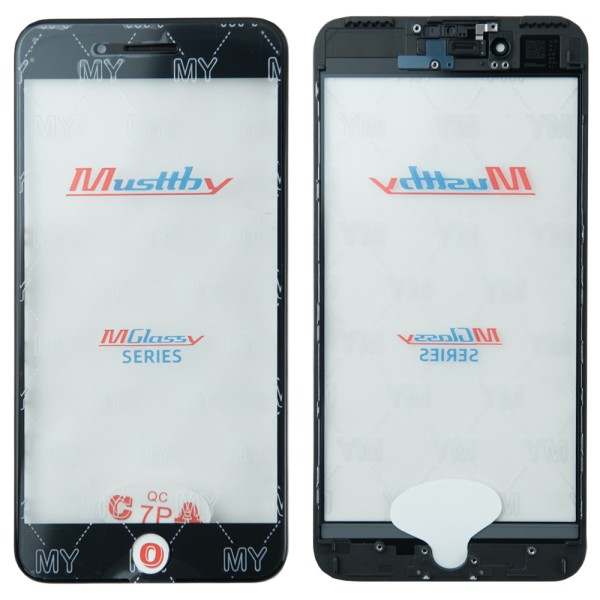 MR1_104560 Стекло дисплея musttby для переклеивания iphone 7 plus с рамкой и oca черный MUSTTBY