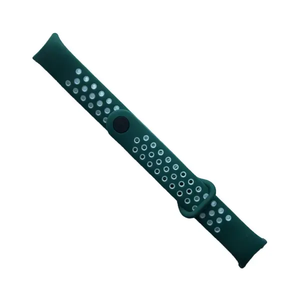 MR4_141282 Ремінець для xiaomi mi band 8, 9, 10 sport зелений, білий 
