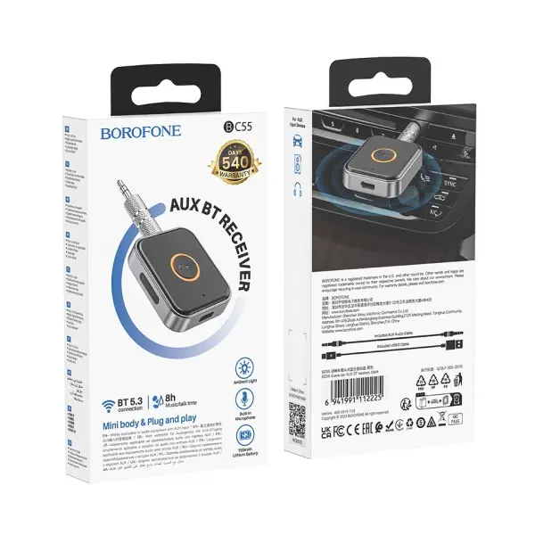 MR4_140897 Fm модулятор borofone bc55 suave car aux bt receiver, чорний 