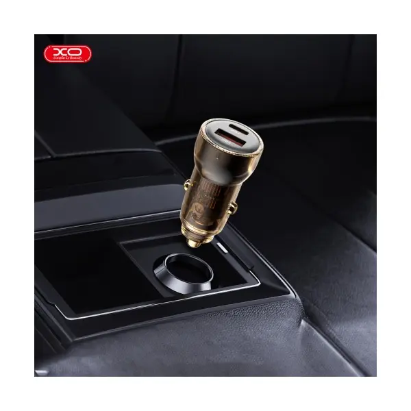 АВТОМОБІЛЬНИЙ ЗАРЯДНИЙ ПРИСТРІЙ XO CC60 SMART TRANSPARENT CAR CHARGER A30W+C30W, SIMULTANEOUS 60W, ЧОРНИЙ