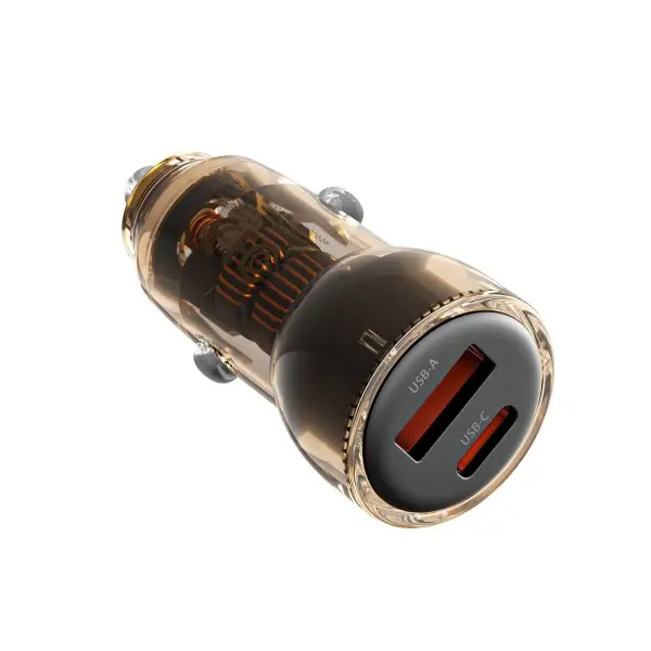 MR4_141107 Автомобільний зарядний пристрій xo cc60 smart transparent car charger a30w+c30w, simultaneous 60w, чорний XO